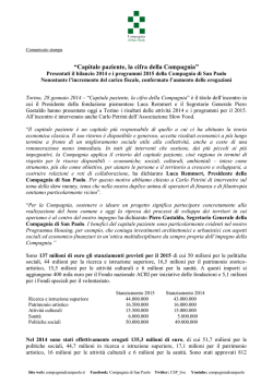 Presentati il bilancio 2014 e i programmi 2015