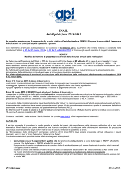INAIL Autoliquidazione 2014/2015