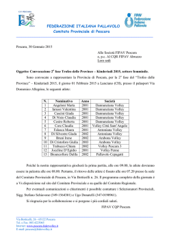 Atlete Convocate Trofeo delle Province
