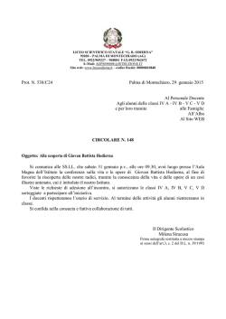 Circolare n. 148 - Alla scoperta di Giovan Battista
