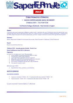 CORSO NORMATIVO E OPERATIVO Nuova certificazione unica dei