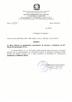 Decreto di Pubblicazione Graduatori a Provvisoria ATA