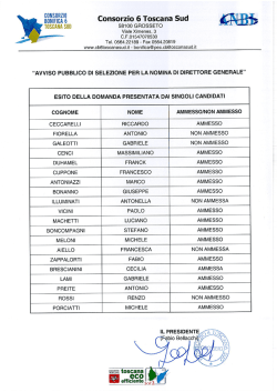 Esito domanda presentata dai singoli candidati