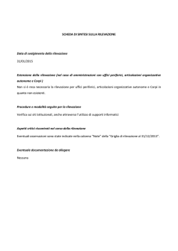 SCHEDA DI SINTESI SULLA RILEVAZIONE Data di