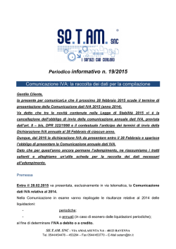 19 2015 COMUNICAZIONE DATI IVA LA RACCOLTA DEI DATI PER