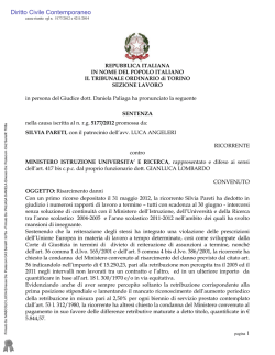 Tribunale di Torino in data 30 gennaio 2015