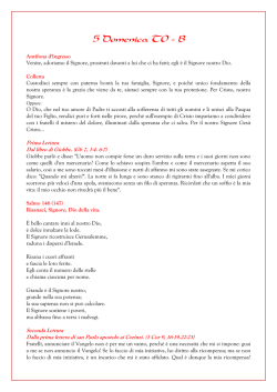 Letture della prossima Domenica e la riflessione su di esse delle