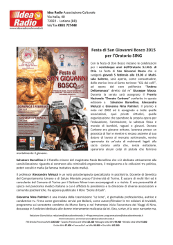 ORIA Tutto pronto per la festa di San Giovanni Bosco