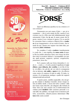 Anno XVII &ndash; Numero 5 &ndash; 8 Febbraio 2015 PENULTIMA DOMENICA