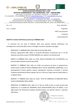 Circ. 72 - Iniziative Febbraio - Istituto Comprensivo Statale Via