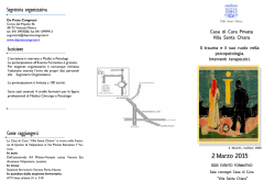 2 Marzo 2015 Come raggiungerci Segreteria organizzativa