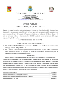AVVISO PUBBLICO - Comune di Reitano