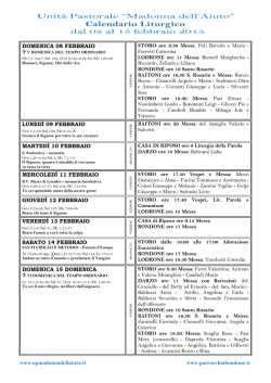 Calendario Liturgico - Parrocchia di Bondone