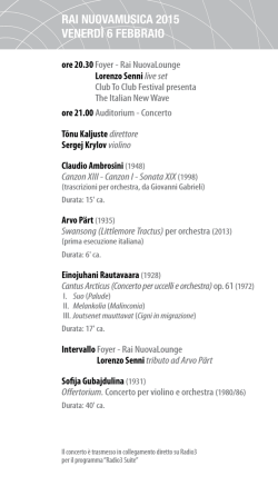 Programma - Orchestra Sinfonica Nazionale della RAI