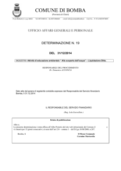 DET. UFF. AFF. GEN. E PRS. n. 19 del 31/12/2014. oggetto