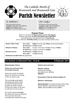 5th Sunday in Ordinary Time 2015