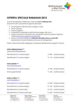 OFFERTA SPECIALE RABADAN 2015