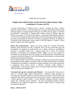 Comunicato stampa Agenzia delle Entrate