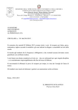 Circolare n. 154 - Corsi di recupero