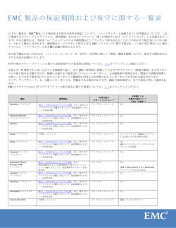 EMC 製品の保証期間および保守に関する一覧表