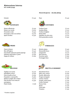 Menu del 10 Febrraio 2015 - CRAL Aziendale Fondiaria