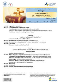Convegno SCELTE IN SANIT&Agrave;: UNA