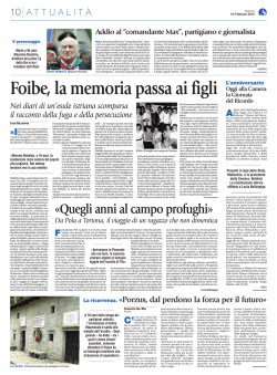 Foibe, la memoria passa ai figli