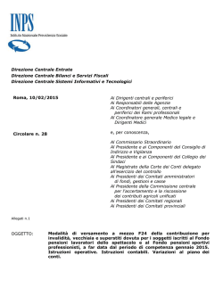 Direzione Centrale Entrate Direzione Centrale Bilanci e