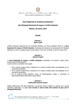 Bando gara regionale di classicit&agrave; 2015