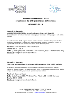 Calendario Formazione CTS solo 2015