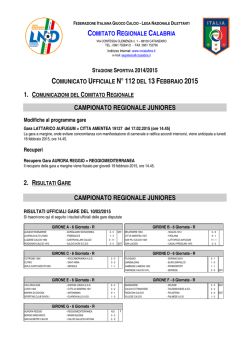 Comunicato Ufficiale n. 112 del 13 Febbraio 2015