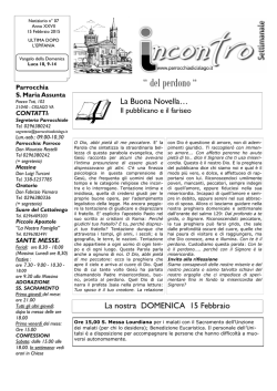 INFORMATORE SETTIMANALE Avvisi per la comunità