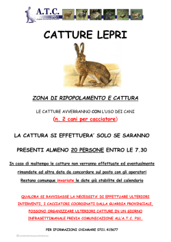 Comunicazione calendario catture Lepri 2015