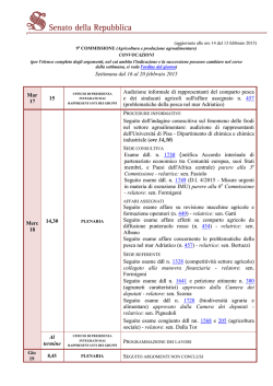 Settimana dal 16 al 20 febbraio 2015 Mar 17 15 Audizione informale