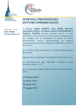 Calendario sportello previdenziale Dottori