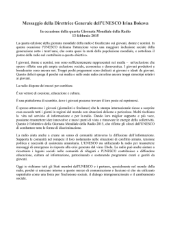 Messaggio della Direttrice Generale dell`UNESCO Irina Bokova in