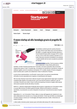 4 nuove startup ad alta tecnologia grazie al progetto RE