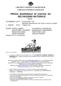 Locandina Prova di Lavoro Selvaggina Naturale Fiorano Modenese