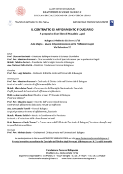 IL CONTRATTO DI AFFIDAMENTO FIDUCIARIO