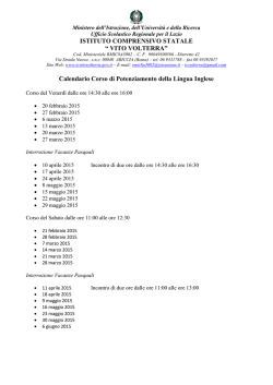 Calendario degli Incontri - Istituto Comprensivo Vito Volterra Ariccia