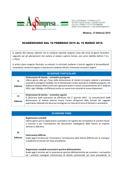 scadenziario dal 16 febbraio al 15 marzo 2015