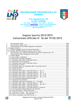 Comunicato Ufficiale N° 26 del 19/02/2015