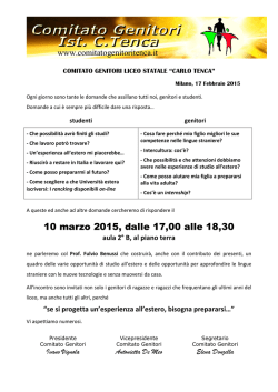 Incontro Esperienza all`Estero - 10 Marzo 2015
