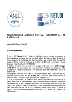 Comunicazione annuale dati IVA: scadenza al 2 marzo 2015