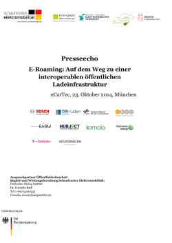 Presseecho E-Roaming - Schaufenster Elektromobilität