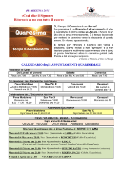 Caledario degli appuntamenti quaresimali