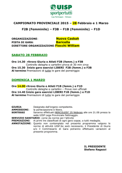 Programma 28 Febbraio - 1&deg; Marzo