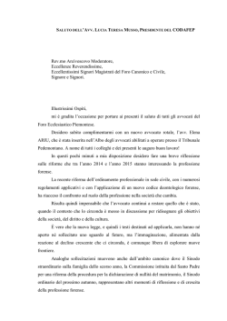 Rev.mo Arcivescovo Moderatore, Eccellenze Reverendissime