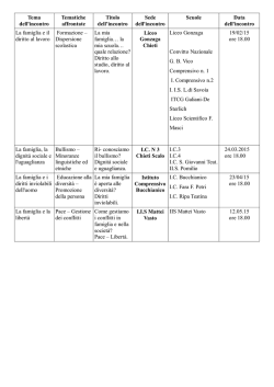 Calendario incontri con le Famiglie