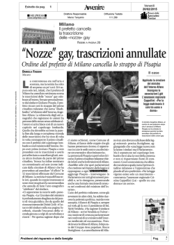 MILANO. Trascrizioni annullate - Forum delle Associazioni Familiari